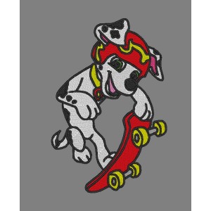 Marshall Paw Patrol Skateboarding Embroidery Design